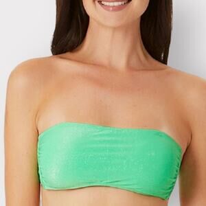CA Waves NEW Strapless Bandeau Bikini Swim Top sz Small Medium Glitter Green NWT